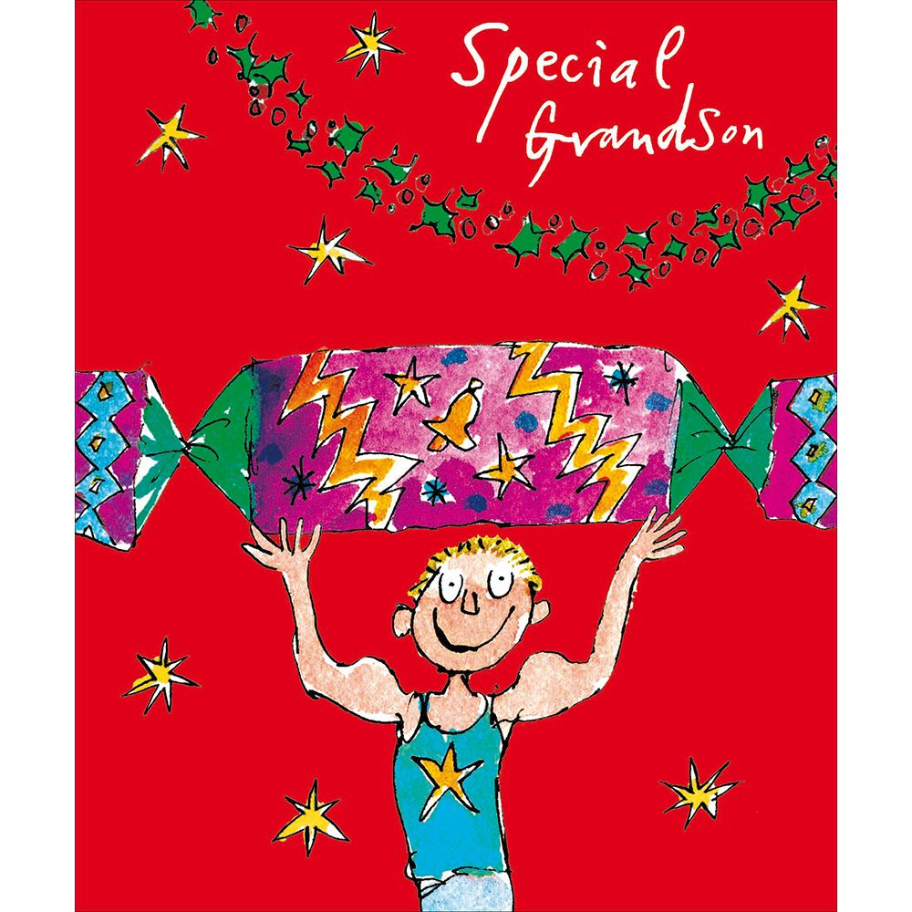 Woodmansterne Grandson Lifting Cracker Christmas Card