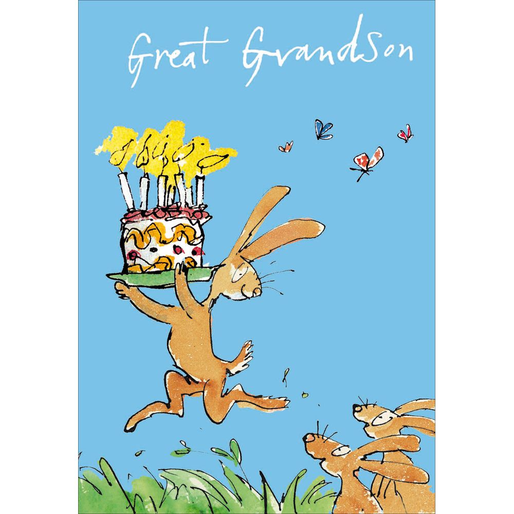 Woodmansterne Great Grandson Rabbit with Cake Birthday Card