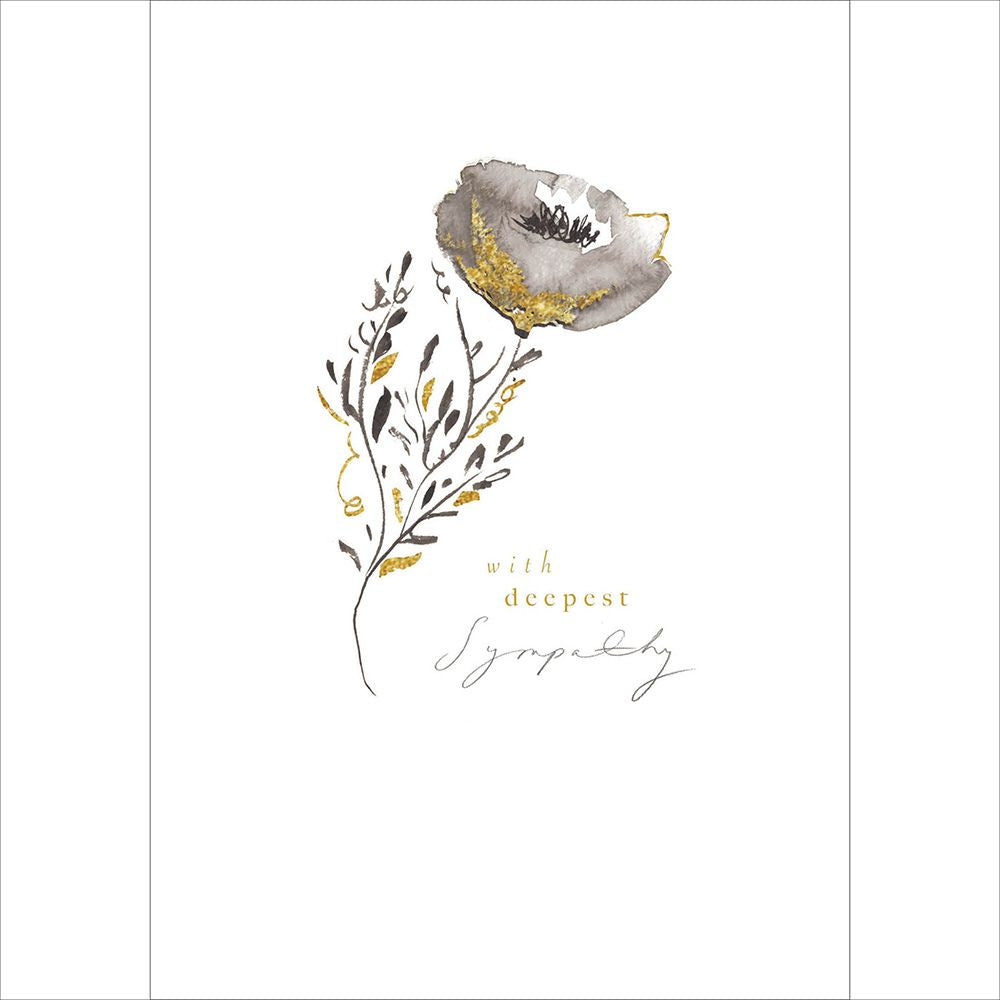Woodmansterne Grey & Gold Poppy Deepest Sympathy Card
