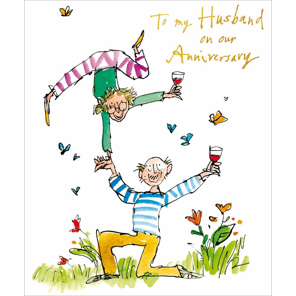 Woodmansterne Husband Cheers Happy Anniversary Card