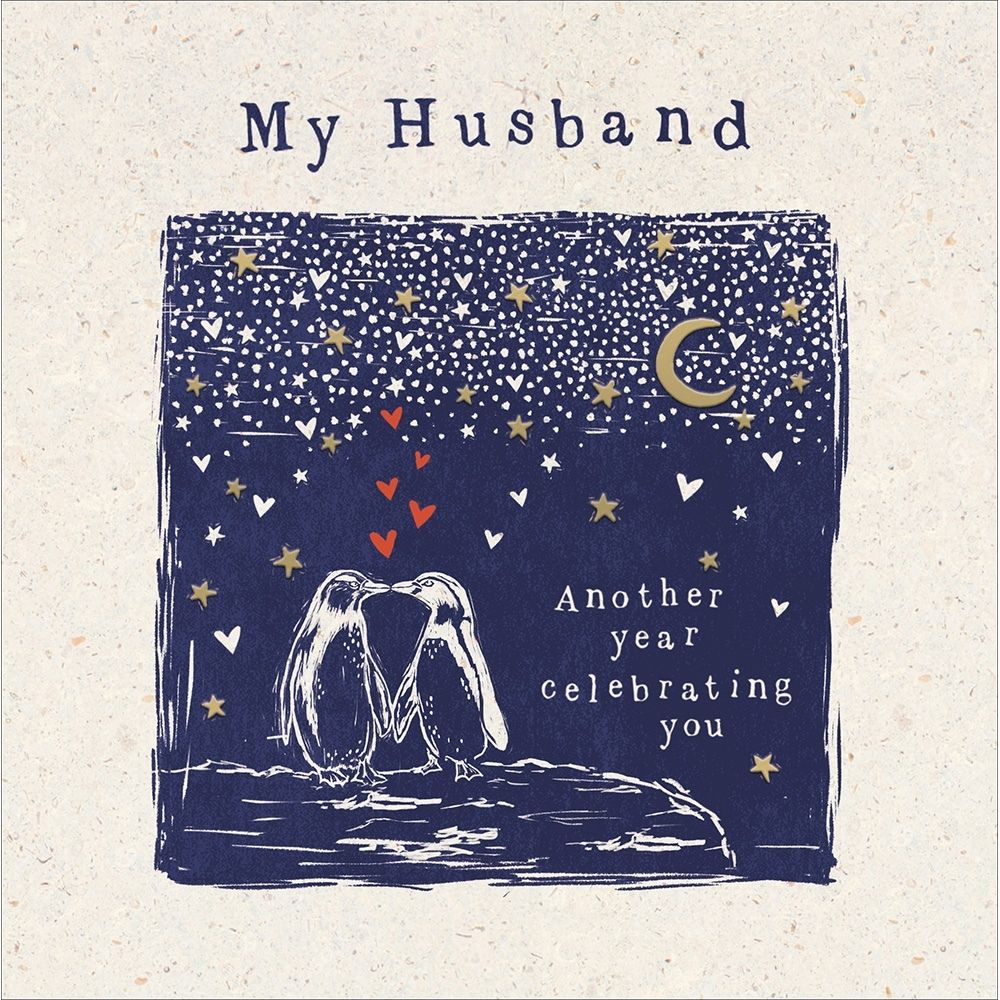 Woodmansterne Husband Penguins Always Birthday Card