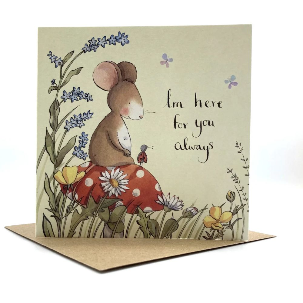 Woodmansterne Mouse on Mushroom Thinking of You Card
