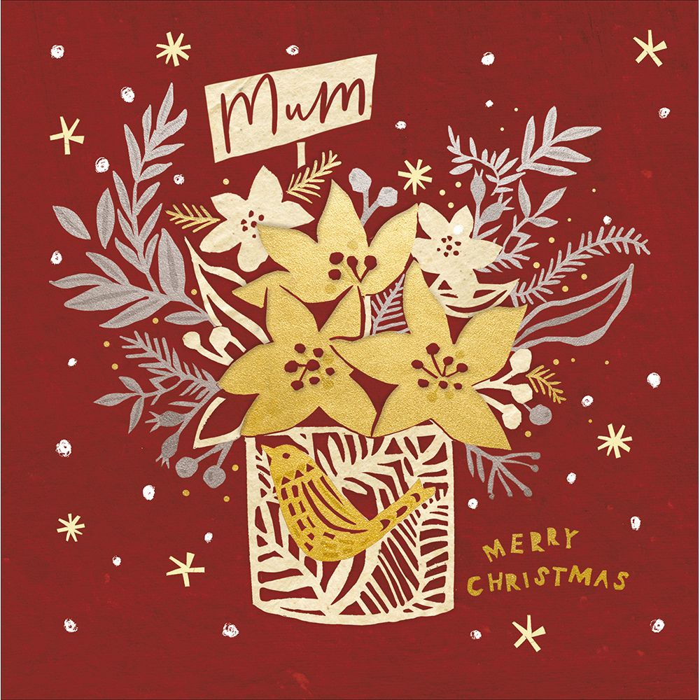 Woodmansterne Mum Golden Poinsettia Christmas Card
