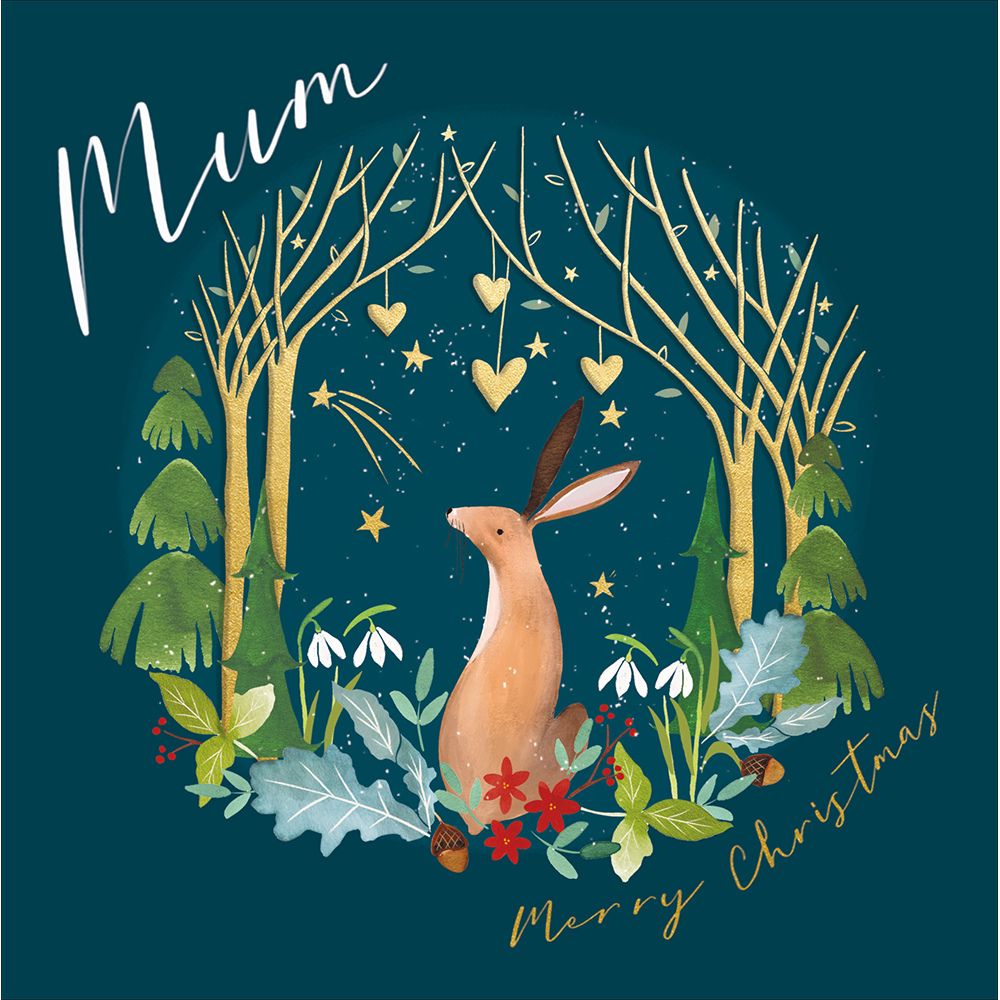 Woodmansterne Mum Rabbit in Woodland Christmas Card