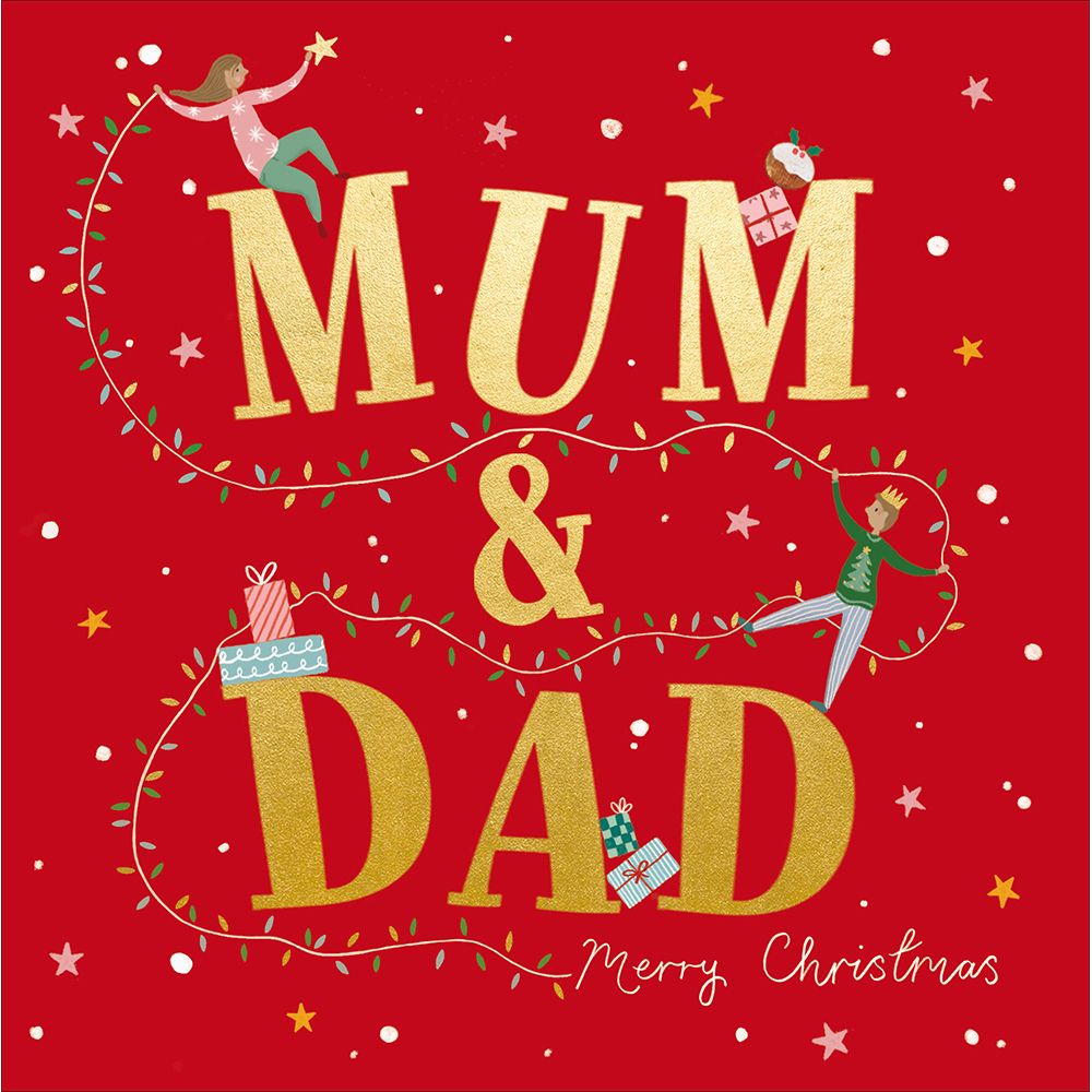 Woodmansterne Mum & Dad String Lights Christmas Card