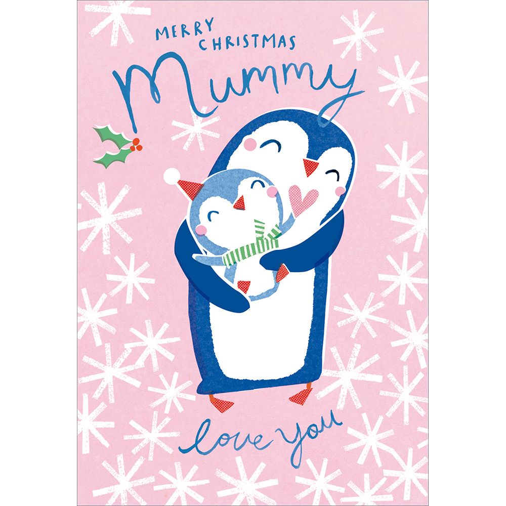 Woodmansterne Mummy Penguins & Snowflakes Christmas Card