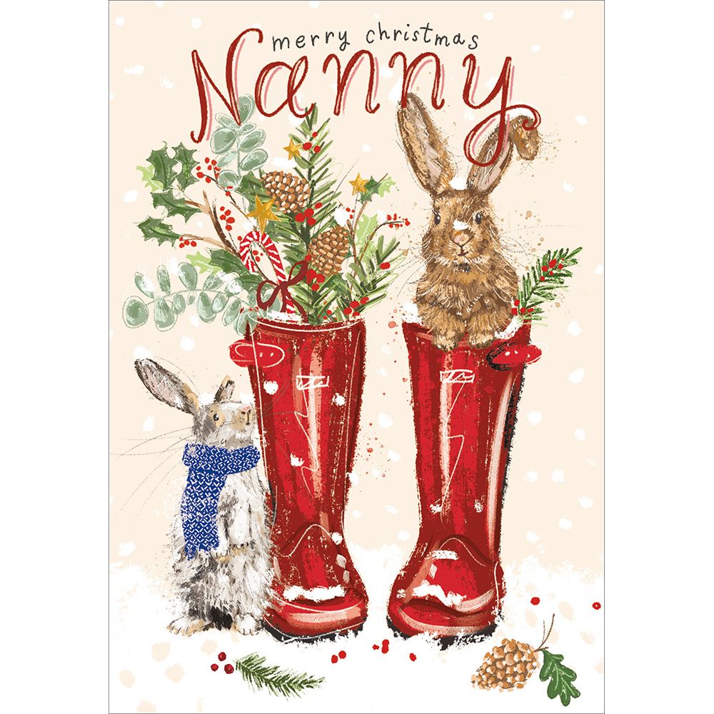 Woodmansterne Nanny Rabbits in Wellie Boots Christmas Card