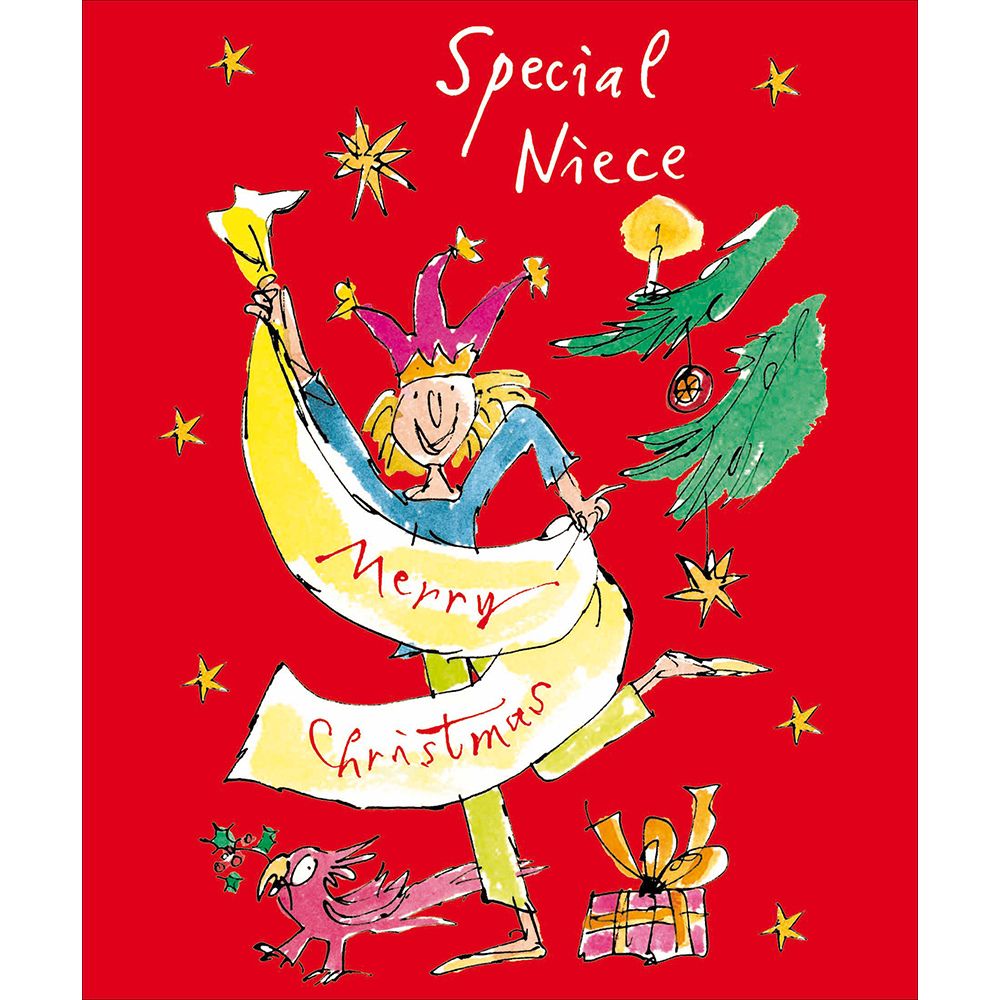 Woodmansterne Niece Holding Festive Banner Christmas Card