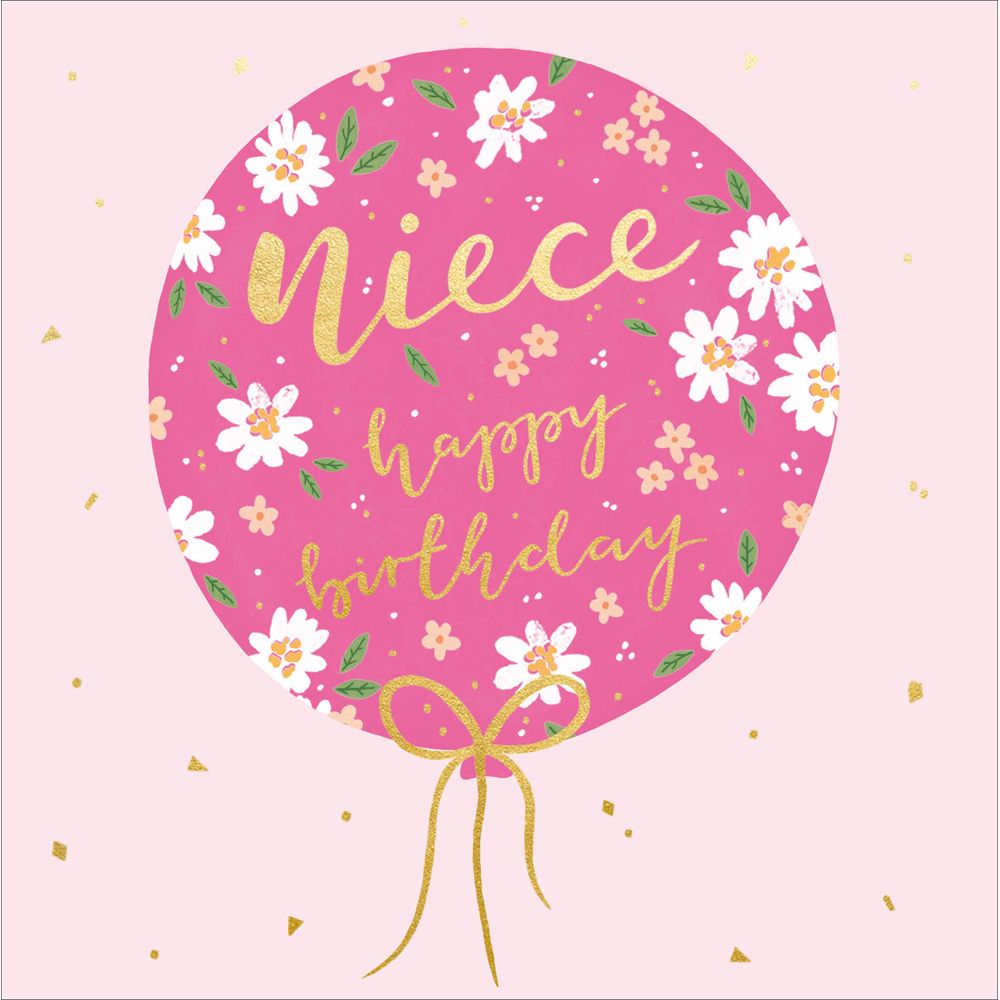 Woodmansterne Niece Pink Balloon Birthday Card