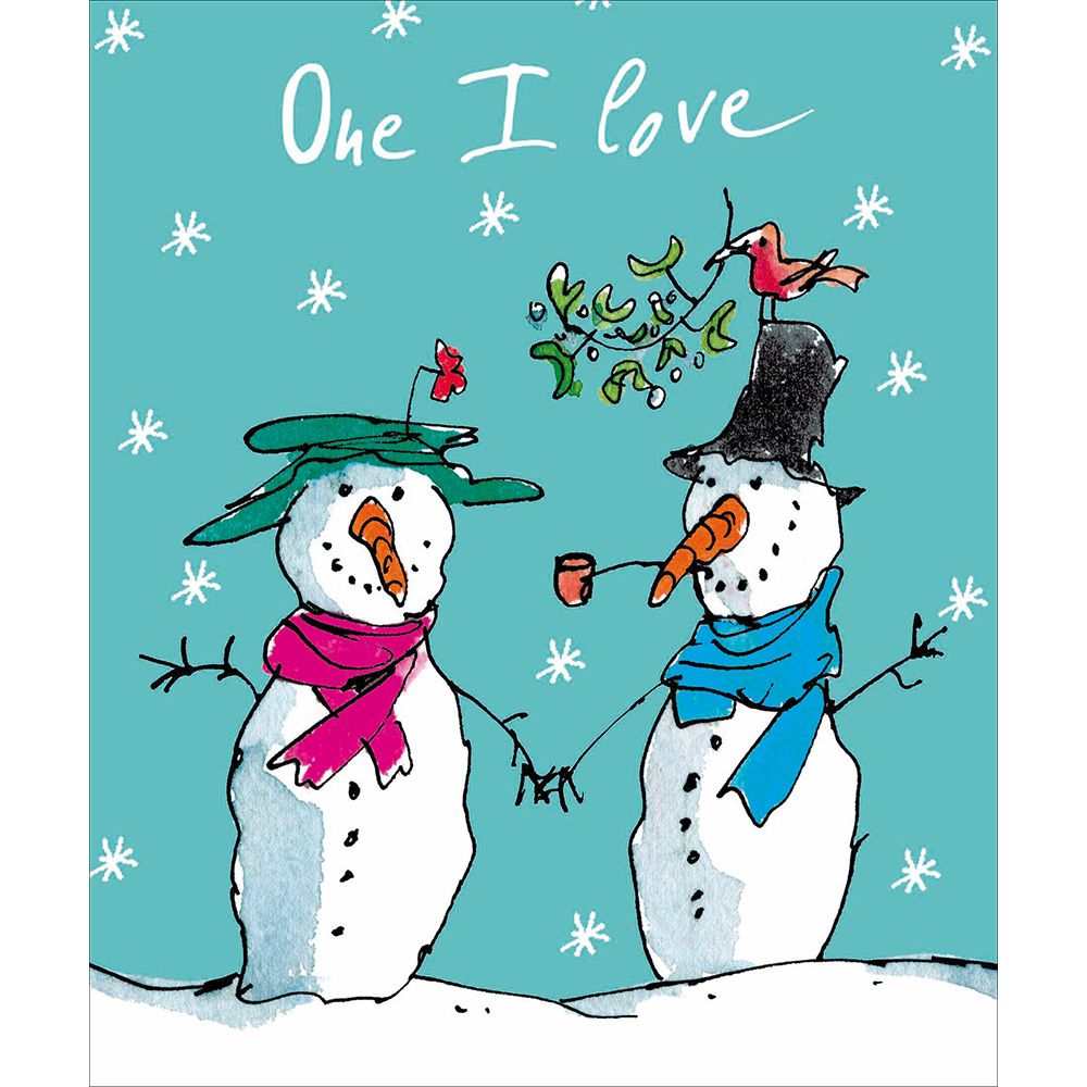 Woodmansterne One I Love Snowman Couple Christmas Card