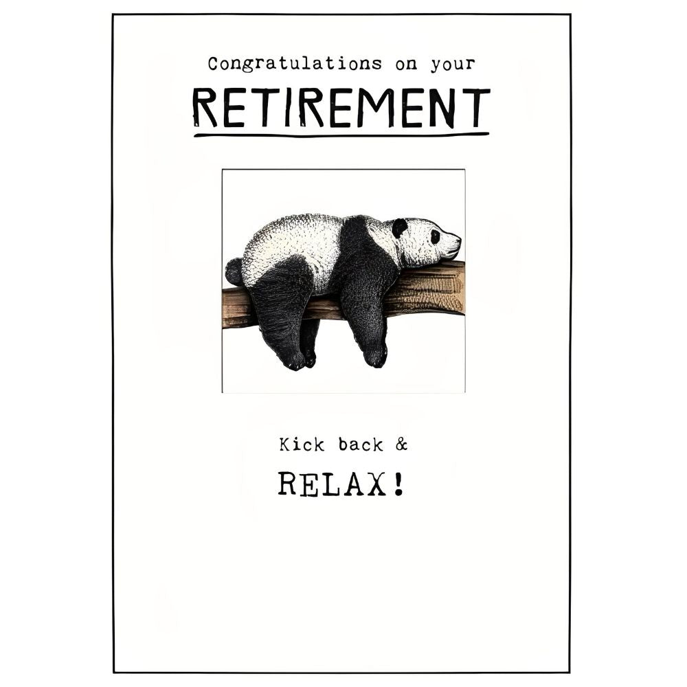 Woodmansterne Panda Sit Back & Relax Retirement Card