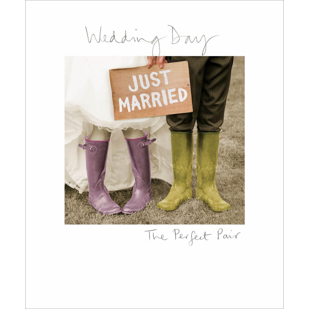 Woodmansterne Perfect Pair Wellies Just Married Wedding Card