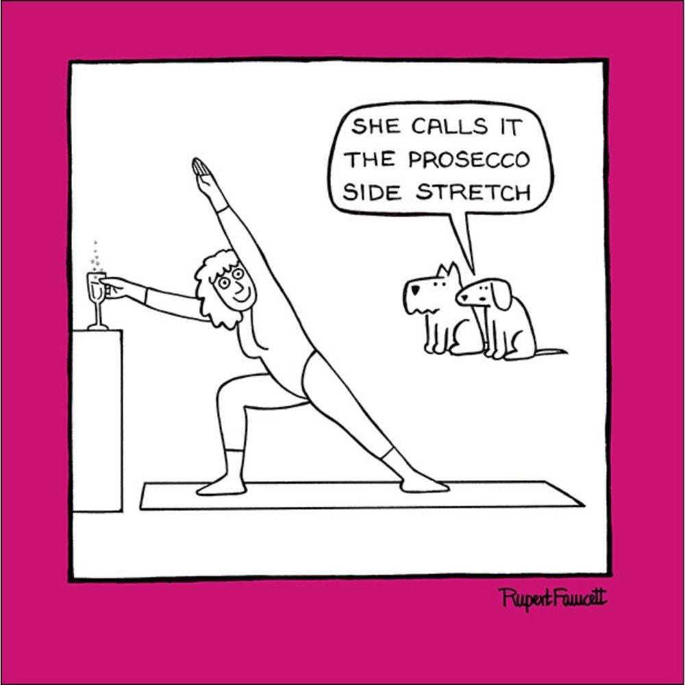Woodmansterne Prosecco Yoga Blank Funny Card