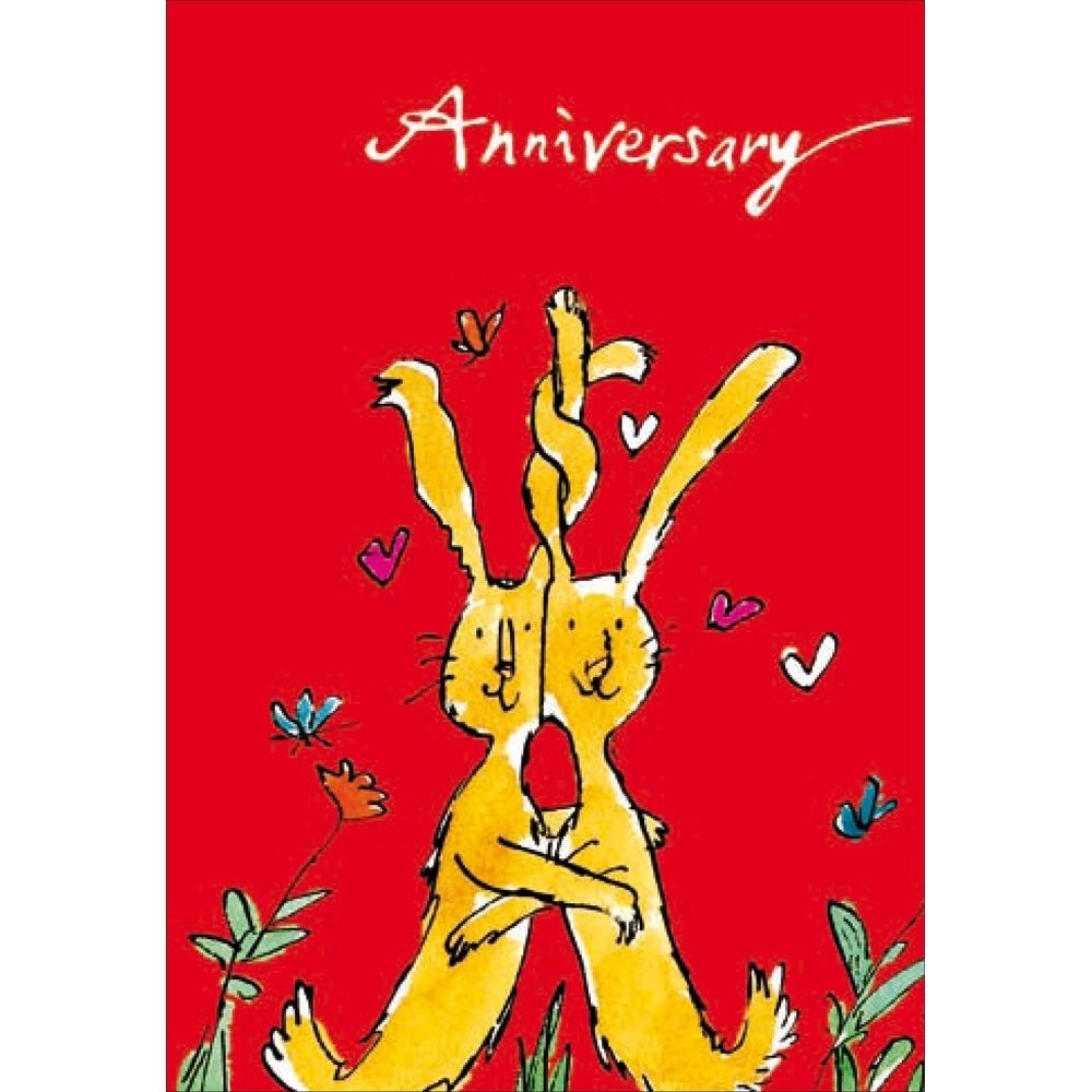 Woodmansterne Rabbits Cuddling Anniversary Card