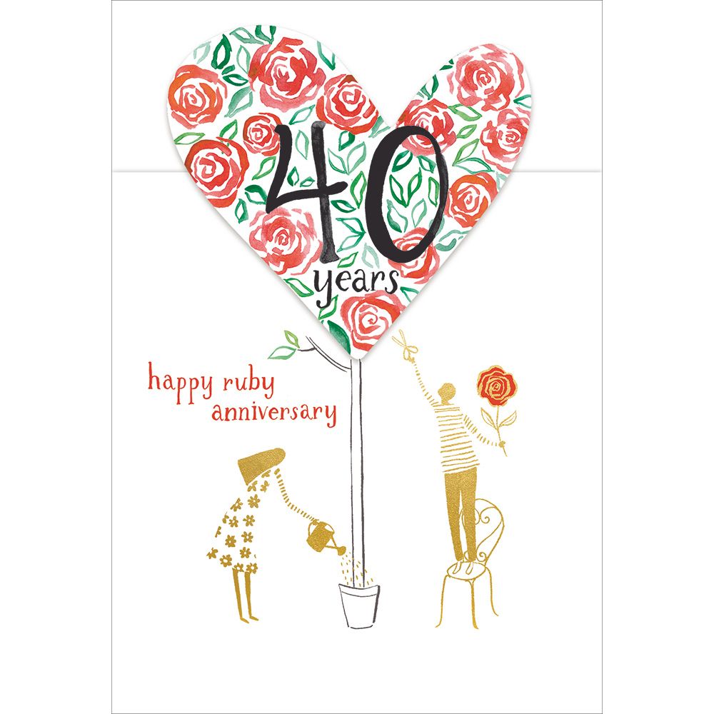 Woodmansterne Rose Tree 40th Ruby Wedding Anniversary Card