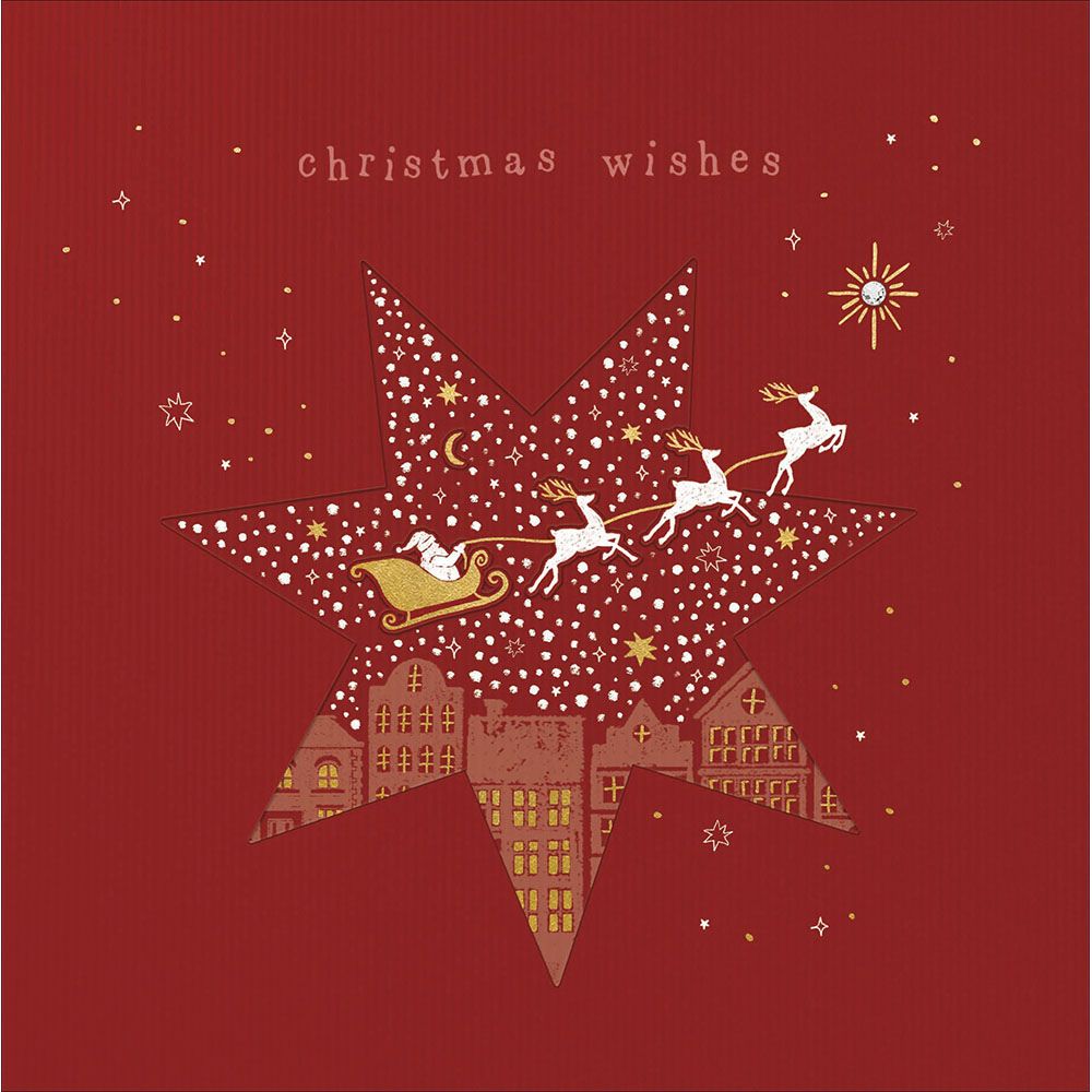 Woodmansterne Santa Sleigh in Star Christmas Card