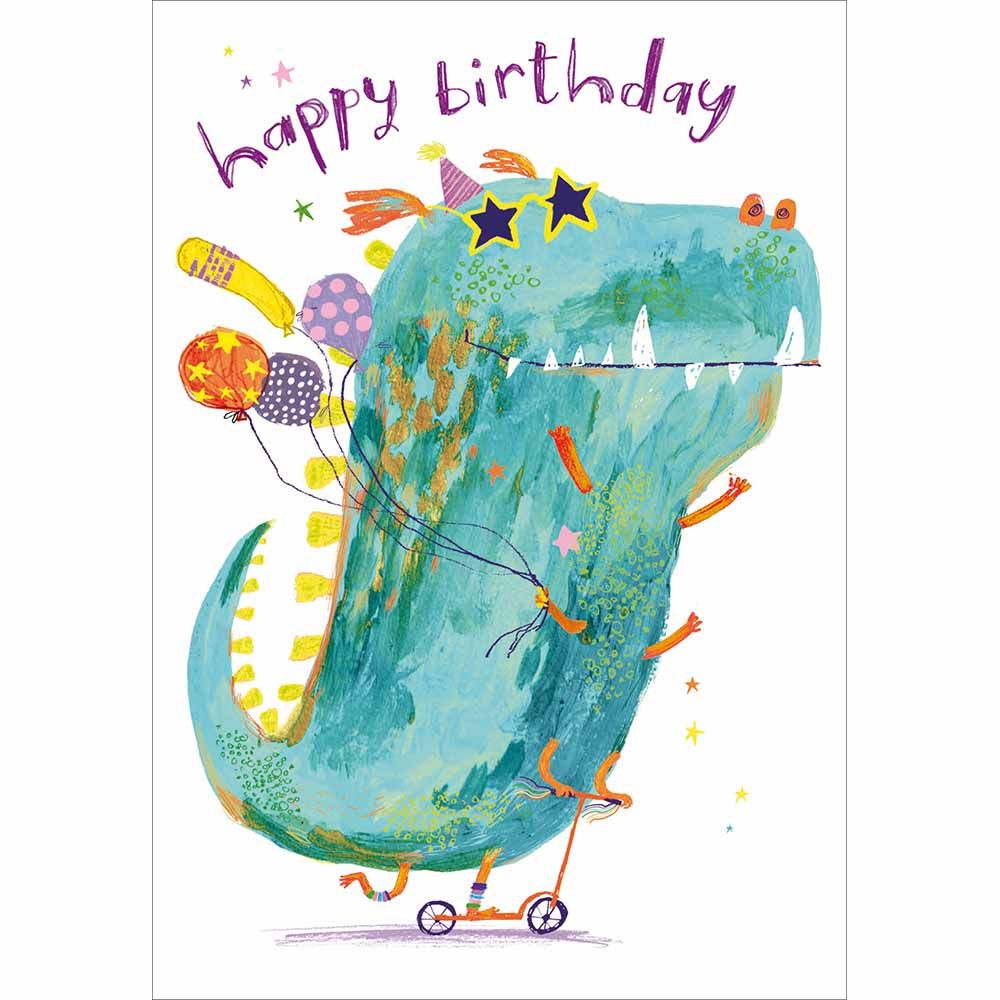 Woodmansterne Scooter Dinosaur Birthday Card