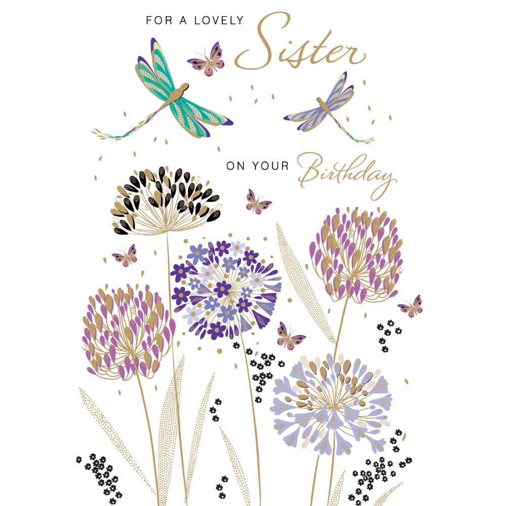 Woodmansterne Sister Allium & Dragonflies Birthday Card