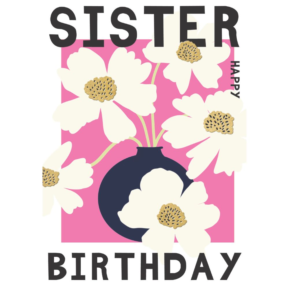Woodmansterne Sister Pink Cosmos Birthday Card