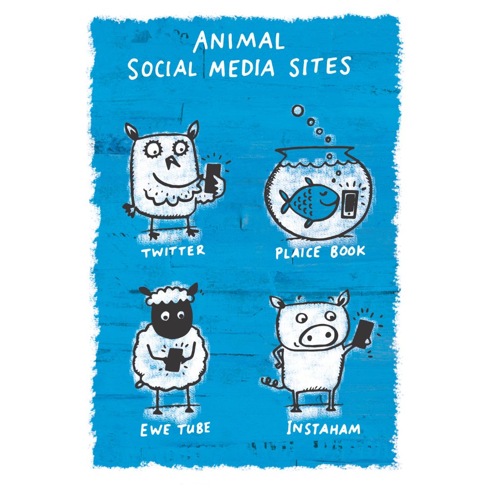 Woodmansterne Social Media Animals Blank Card
