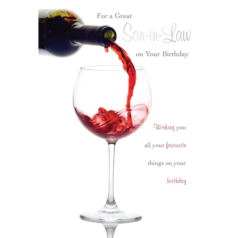 Woodmansterne Son-in-Law Red Wine Pouring Birthday Card