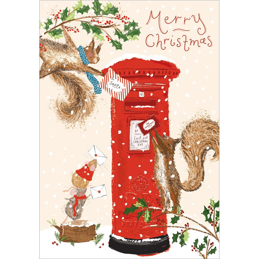 Woodmansterne Squirrel Posting Letters Christmas Card