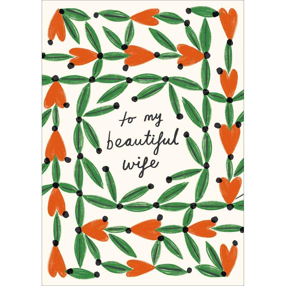 Woodmansterne Wife Beautiful Heart Wreath Birthday Card