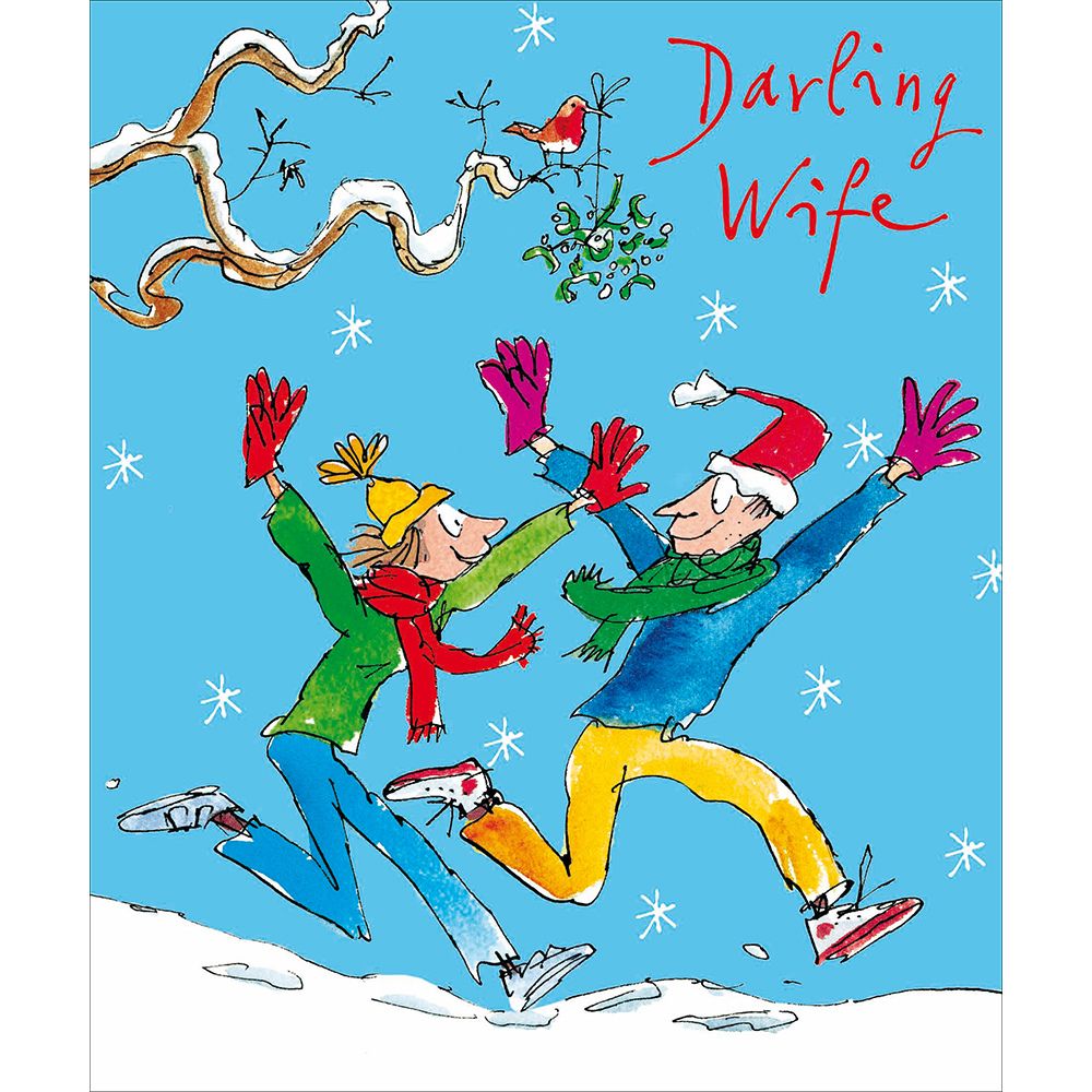 Woodmansterne Wife Darling Couple in Snow Christmas Card