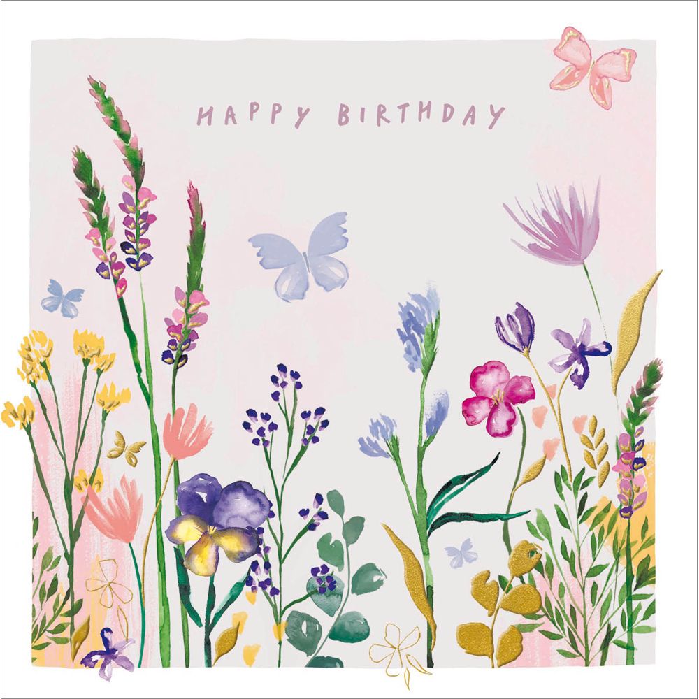 Woodmansterne Wild Flowers & Butterflies Birthday Card