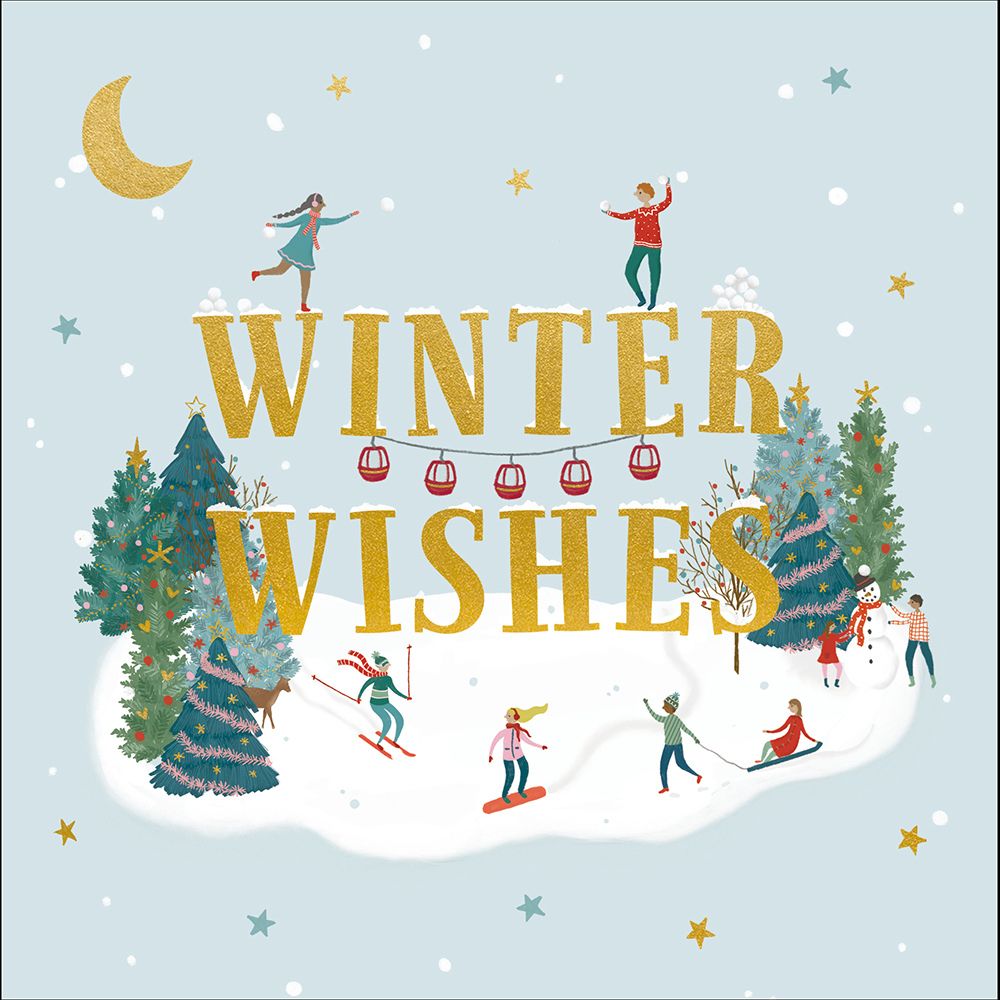 Woodmansterne Winter Wishes Skiing Christmas Card