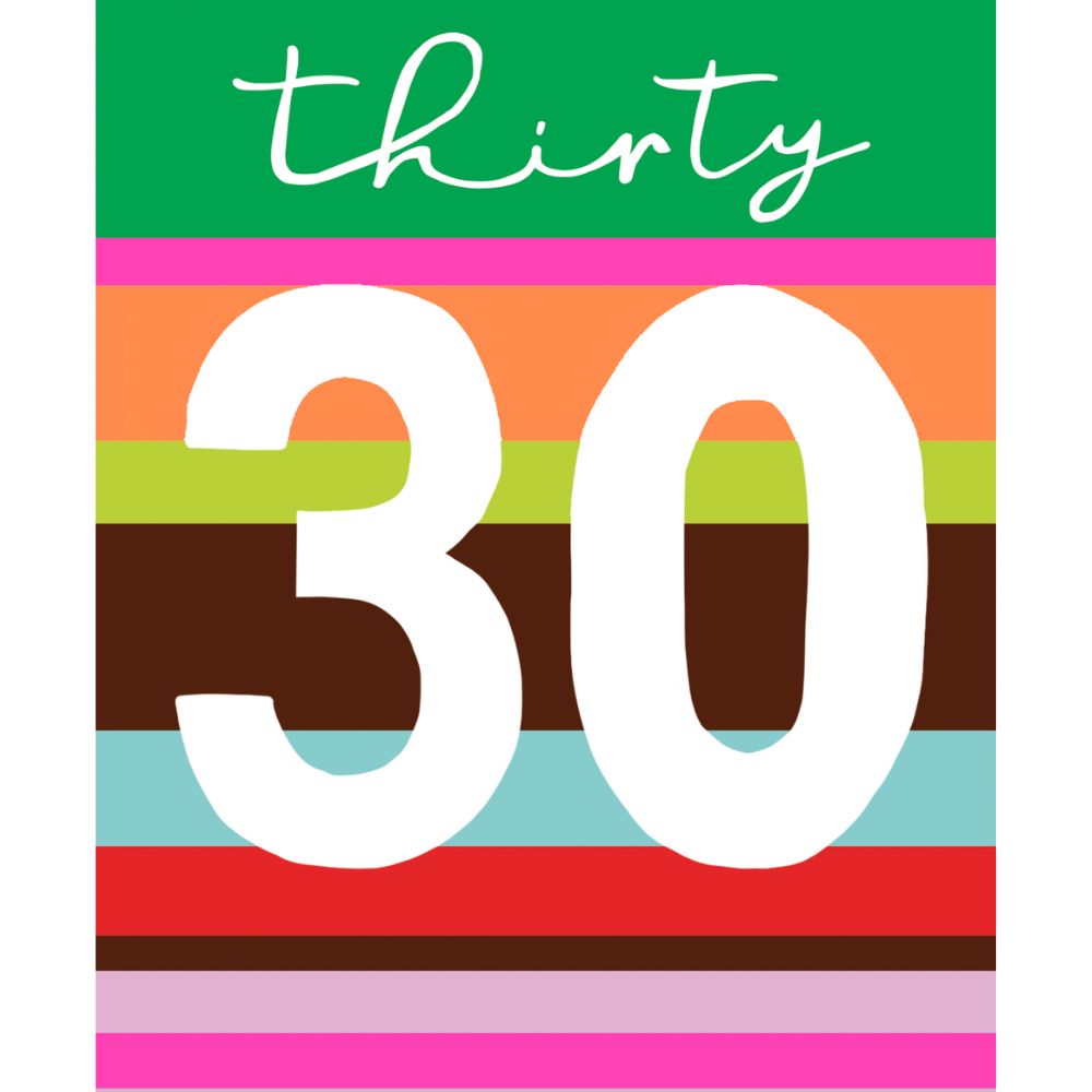 Woodmansterne 30th Colourful Stripes Birthday Card
