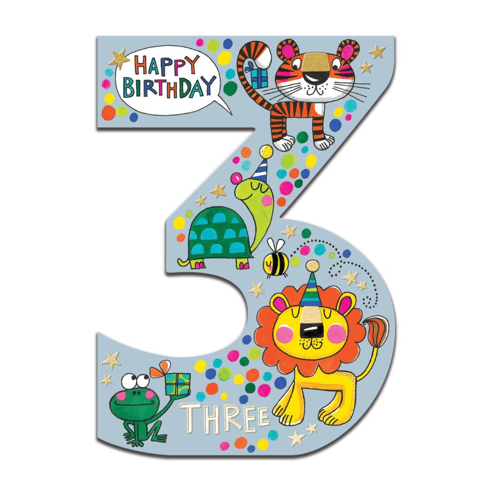 Woodmansterne 3rd Lion, Turtle & Tiger Birthday Card