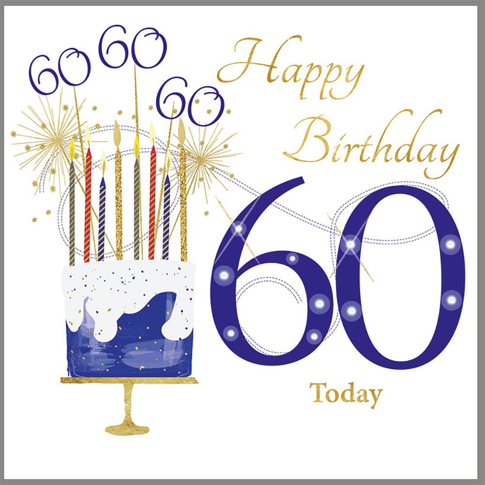Woodmansterne 60th Cake & Sprinklers Birthday Card