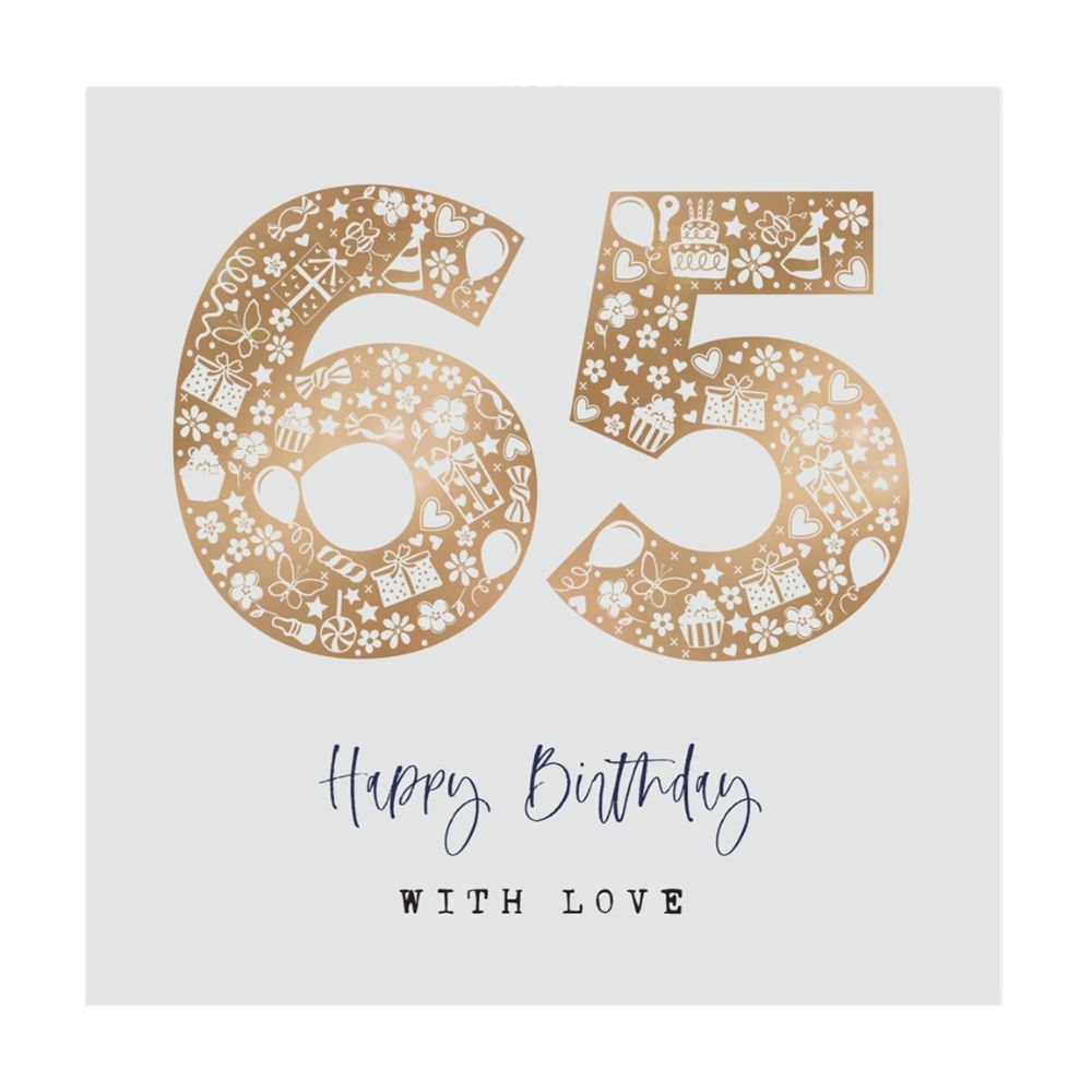 Woodmansterne 65th Gold Foil Birthday Card