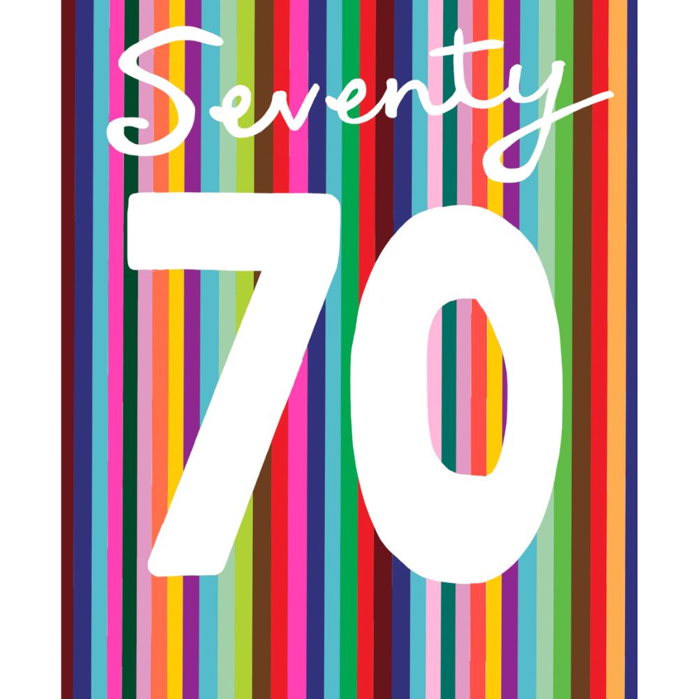 Woodmansterne 70th Colourful Stripes Birthday Card