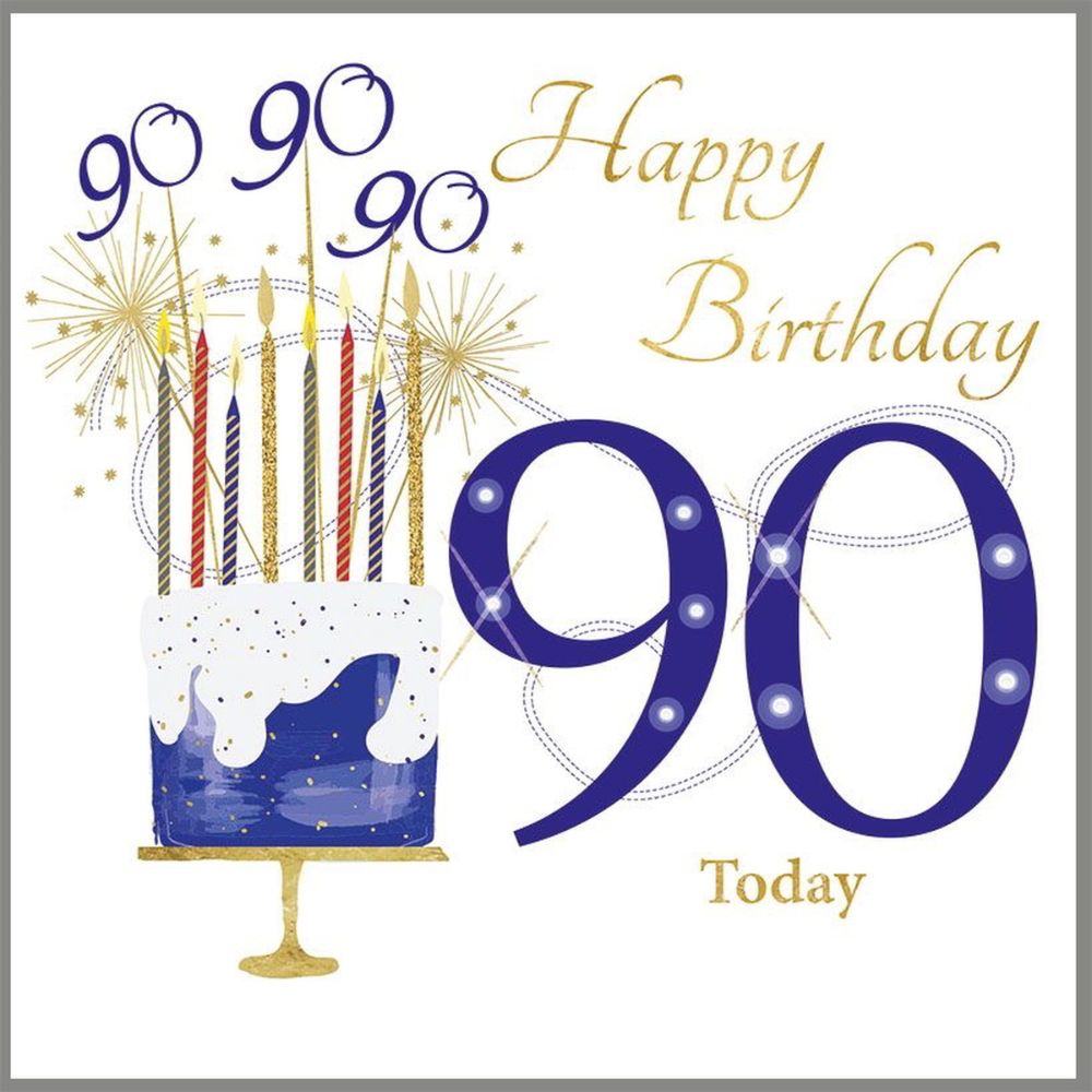 Woodmansterne 90th Cake & Sparklers Birthday Card