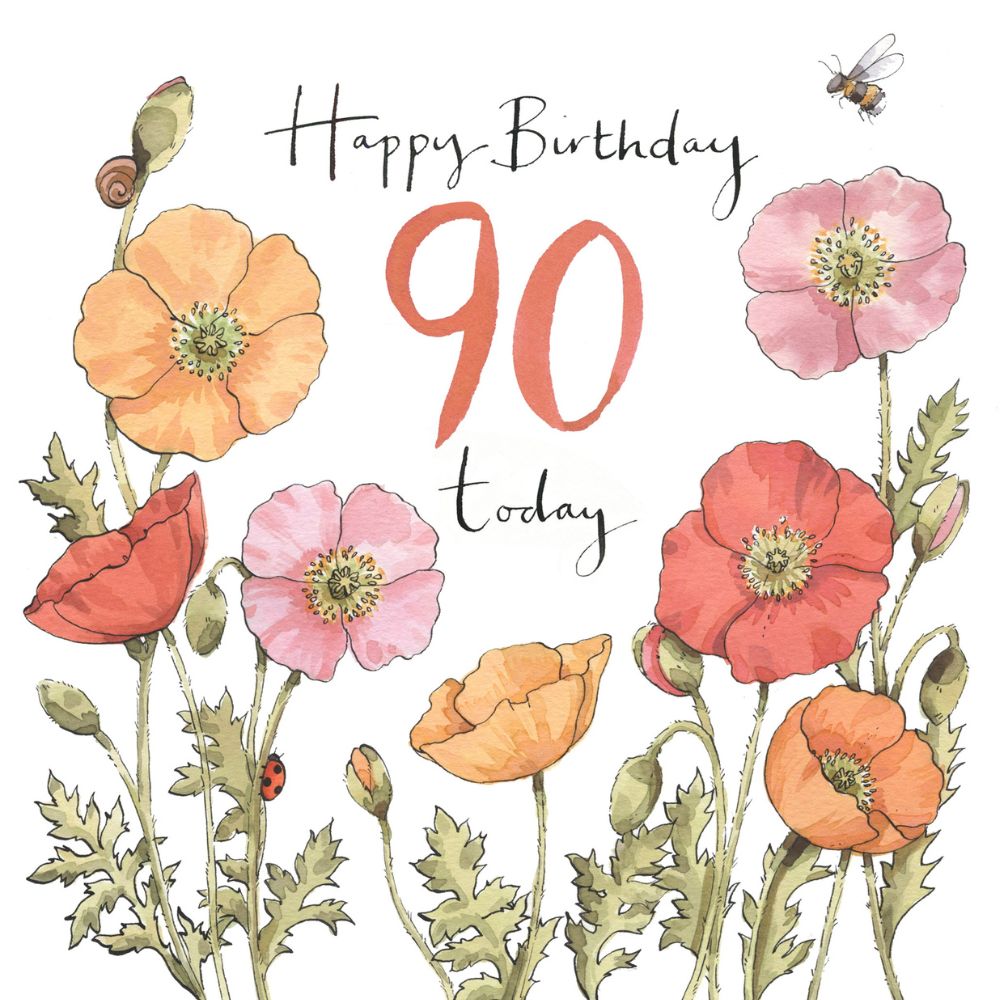 Woodmansterne 90th Poppies Birthday Card