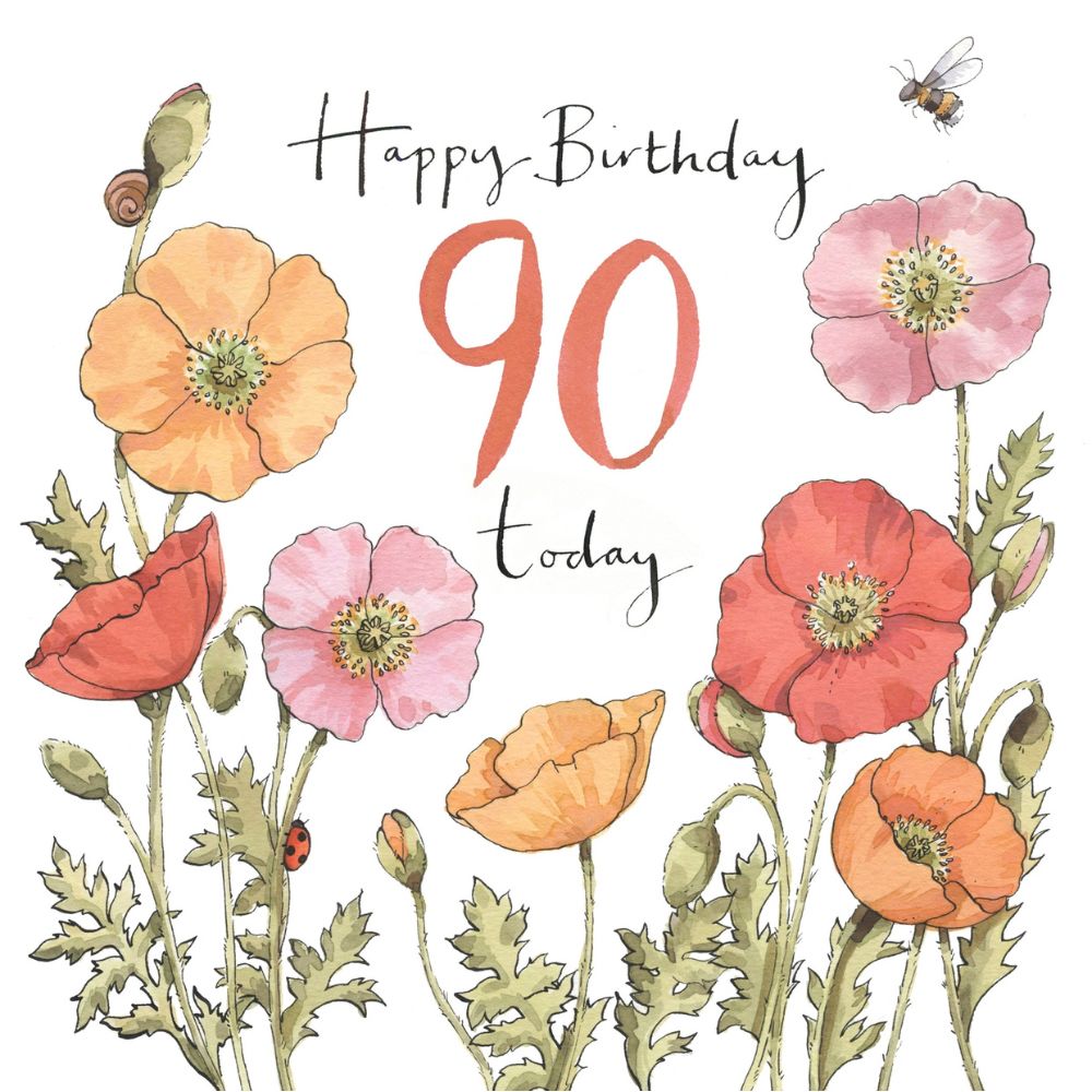 Woodmansterne 90th Poppies Birthday Card