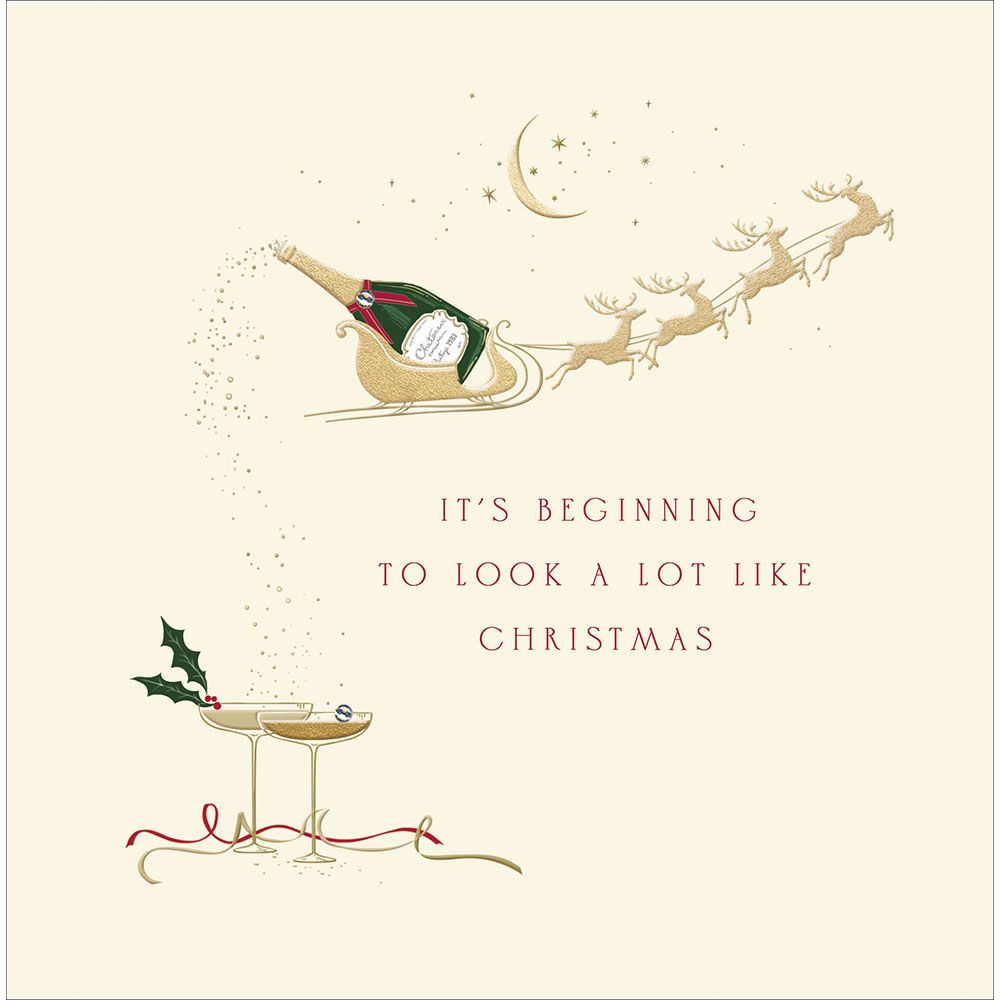 Woodmansterne Champagne Sleigh Christmas Card