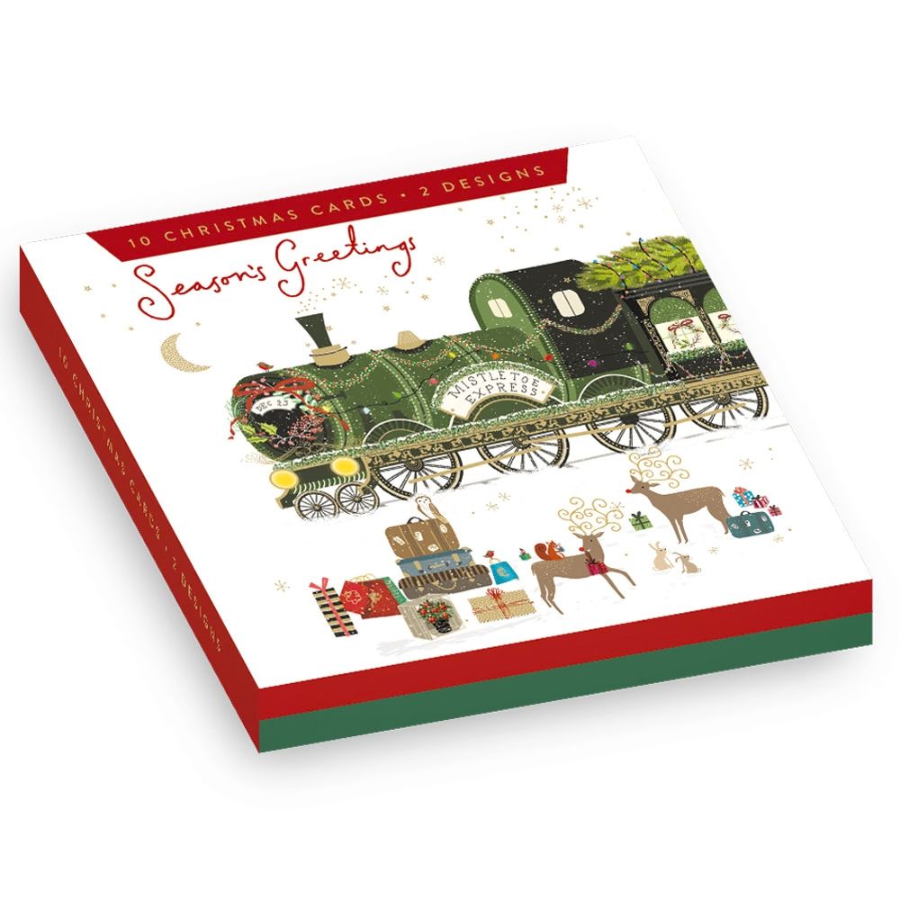 Woodmansterne Deers & Train Boxed Christmas Cards - Pack of 10