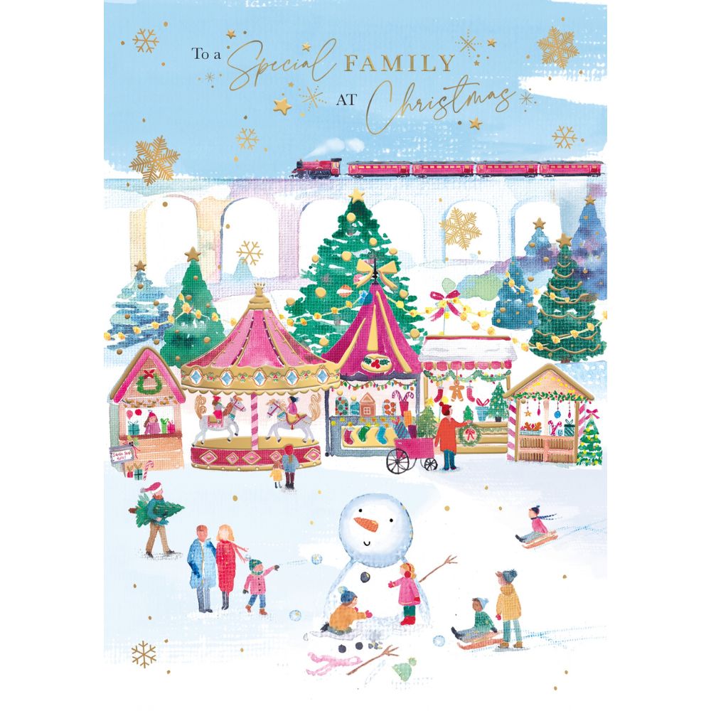 Woodmansterne Family Winter Fair Ground Christmas Card