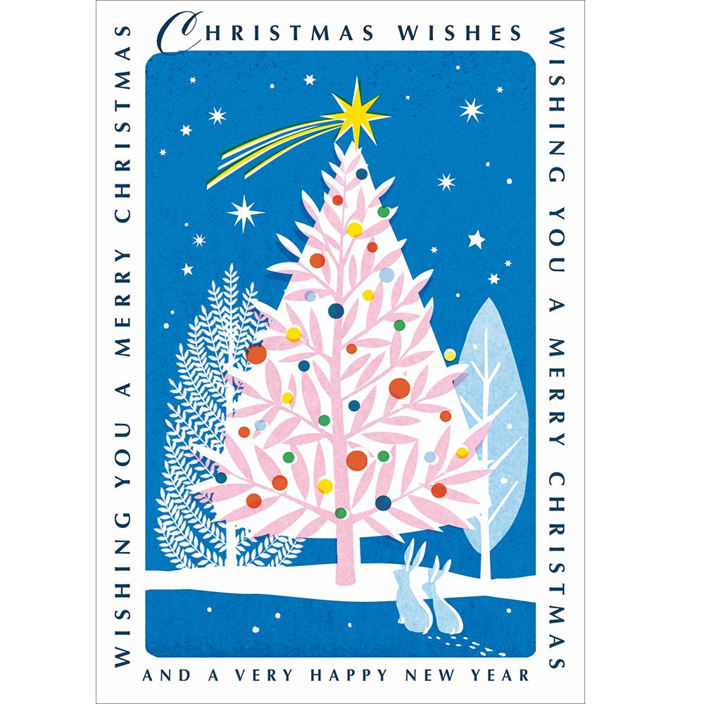 Woodmansterne Festive Tree & Rabbits Christmas Card