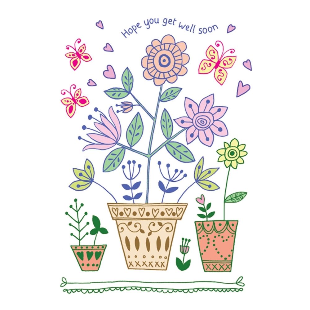 Woodmansterne Floral Design Get Well Soon Card