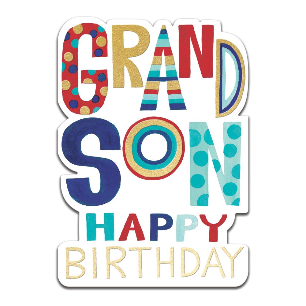 Woodmansterne Grandson Colourful Text Birthday Card