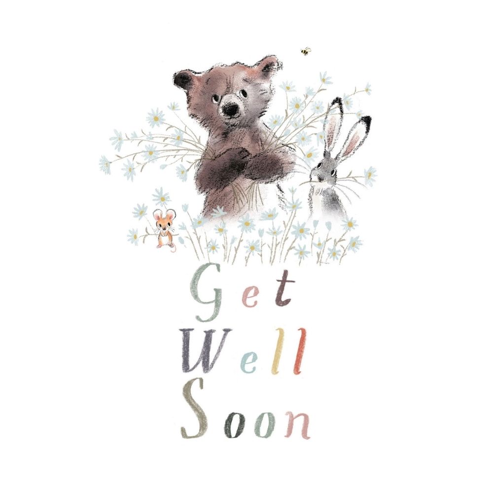Woodmansterne Hare, Bear & Mouse Get Well Soon Card