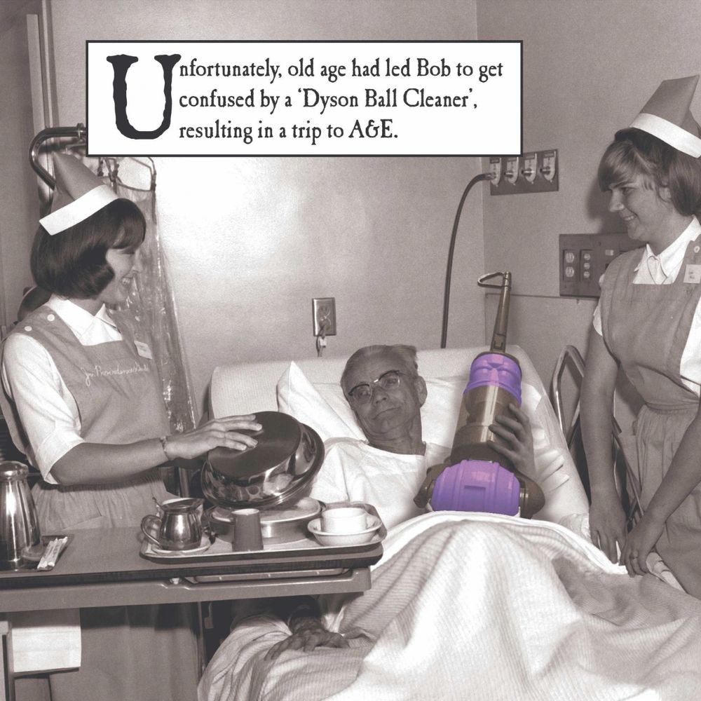 Woodmansterne Man in Hospital Bed & Dyson Birthday Card