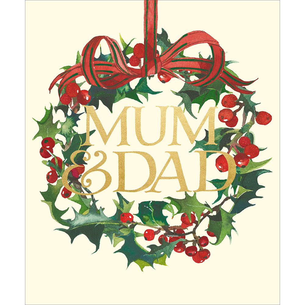 Woodmansterne Mum & Dad Holly Wreath Christmas Card
