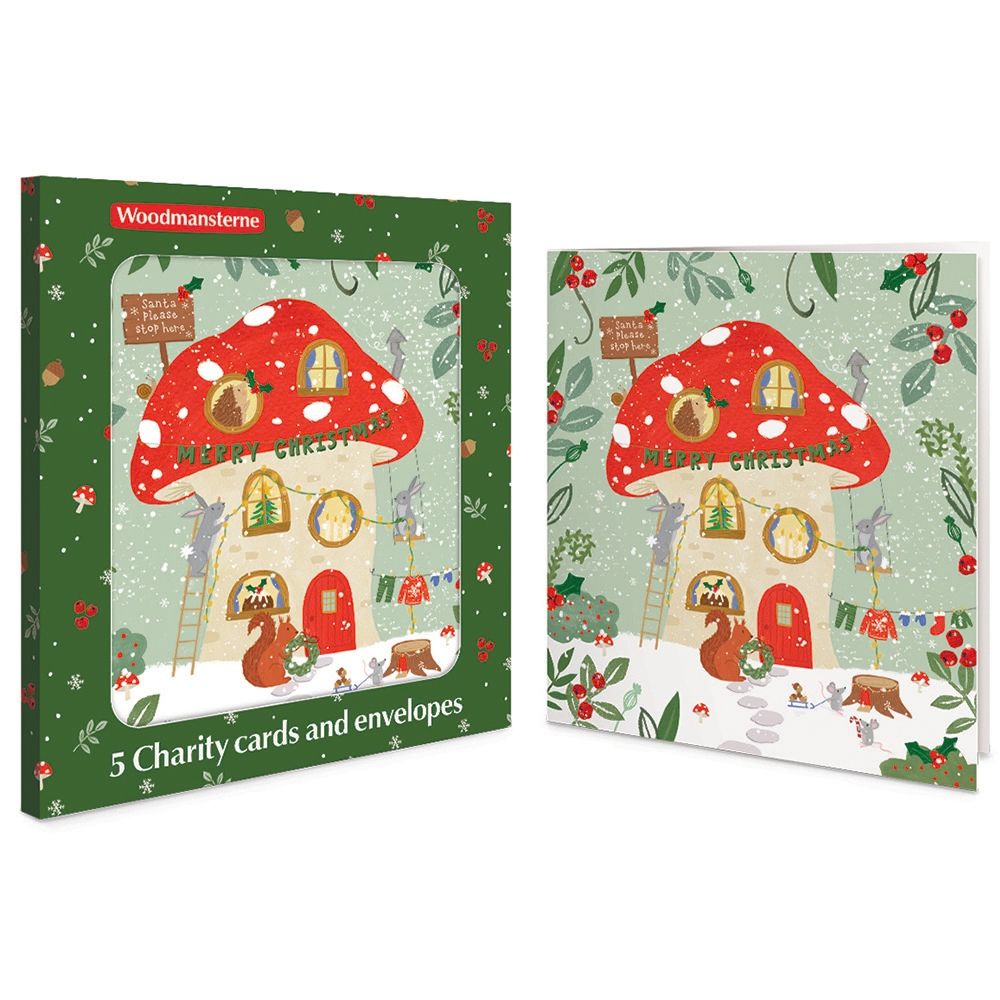 Woodmansterne Mushroom House Charity Boxed Christmas Cards - Pack of 5