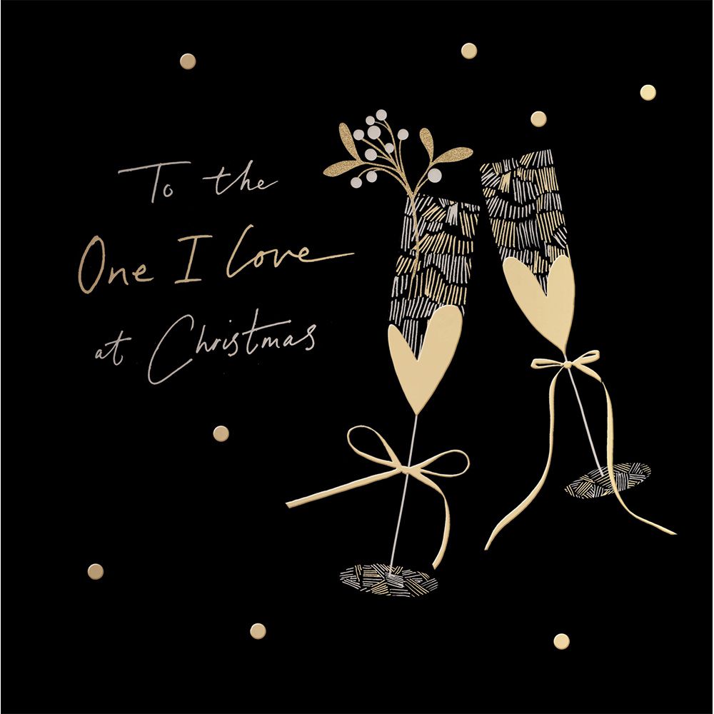 Woodmansterne One I Love Two Champagne Glasses Christmas Card