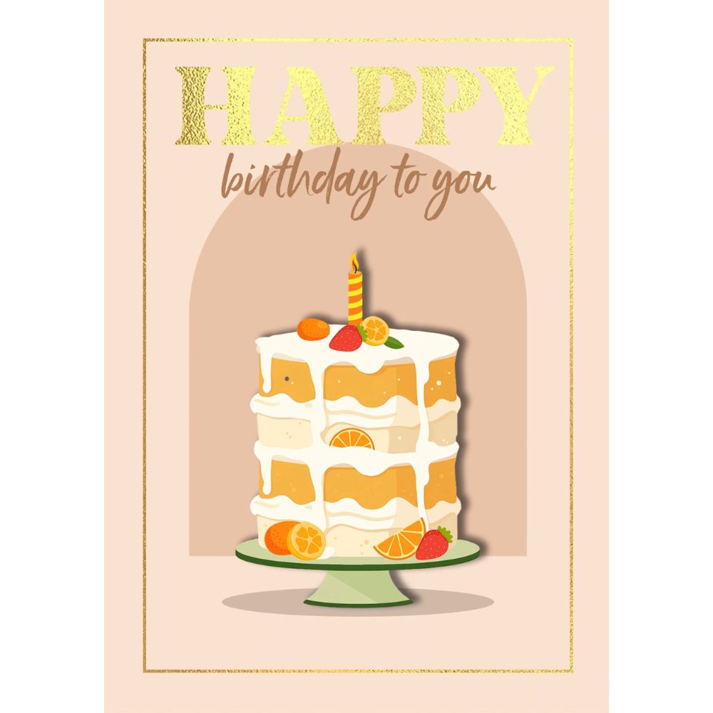 Woodmansterne Orange Cake Happy Birthday Card